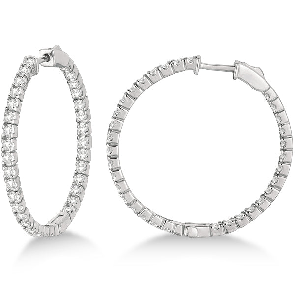 Large Round Lab Grown Diamond Hoop Earrings 14k White Gold (2.05ct)