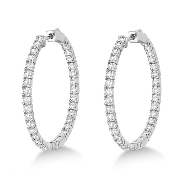 Large Round Lab Grown Diamond Hoop Earrings 14k White Gold (2.05ct)