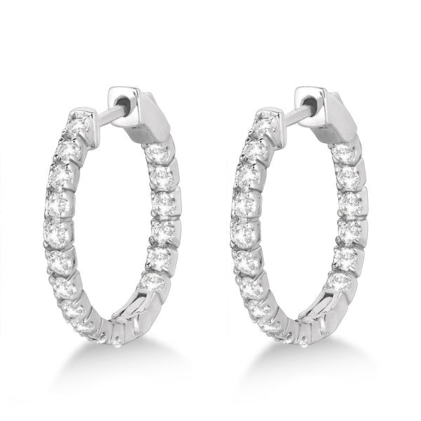 Fancy Small Round Lab Grown Diamond Hoop Earrings 14k White Gold (1.00ct)