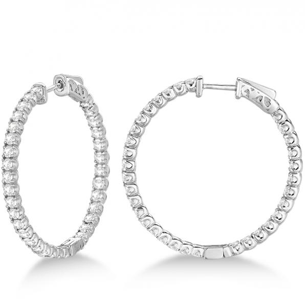 Unique X-Large Diamond Hoop Earrings 14k White Gold (3.25ct)