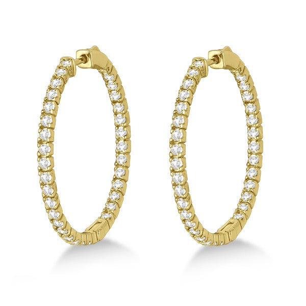 Large Round Lab Grown Diamond Hoop Earrings 14k Yellow Gold (2.05ct)