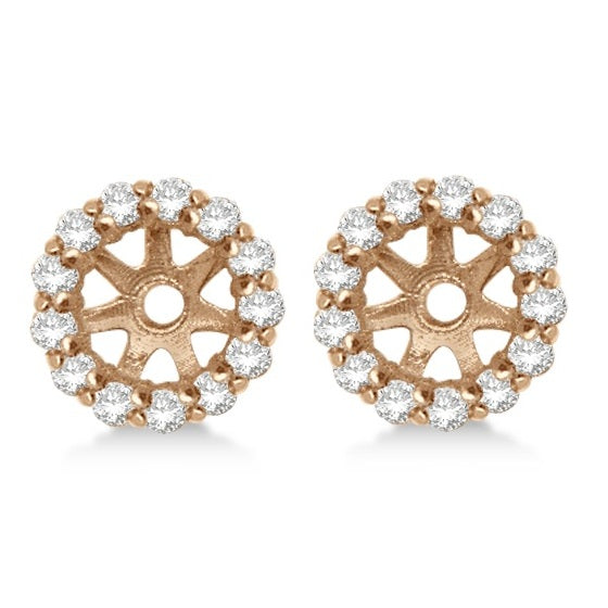 Round Diamond Earring Jackets for 5mm Studs 14K Rose Gold (0.50ct)