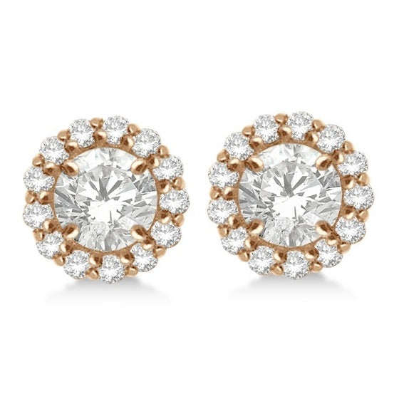 Round Diamond Earring Jackets for 8mm Studs 14K Rose Gold (0.64ct)