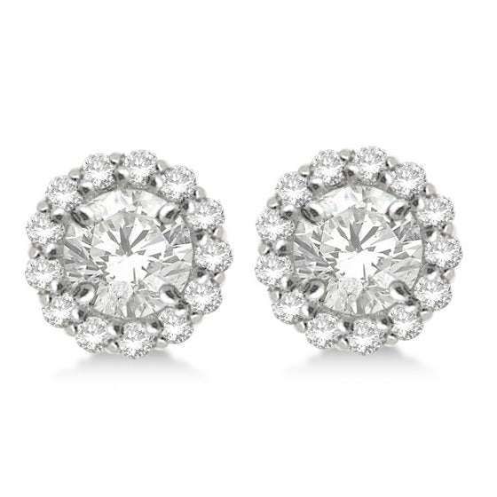 Round Diamond Earring Jackets for 4mm Studs 14K White Gold (0.35ct)