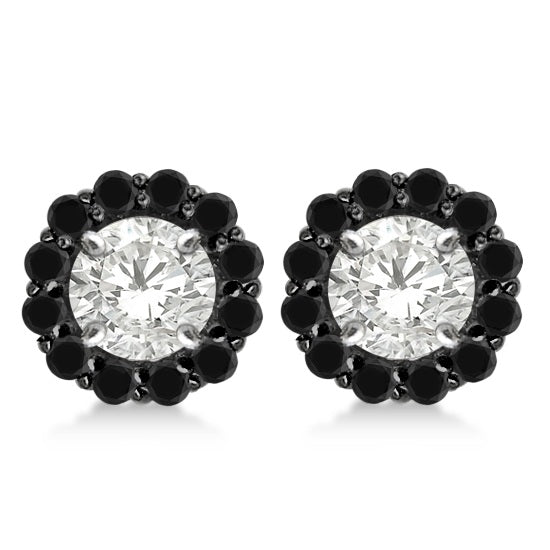 Round Cut Fancy Black Diamond Earring Jackets 14k White Gold (1.00ct)