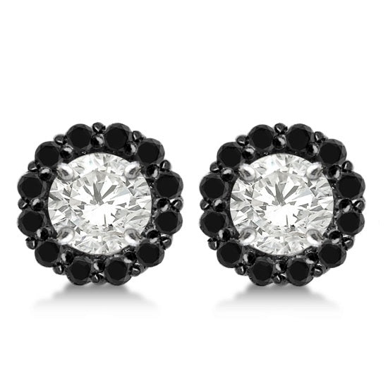Round Cut Fancy Black Diamond Earring Jackets 14k White Gold (0.50ct)