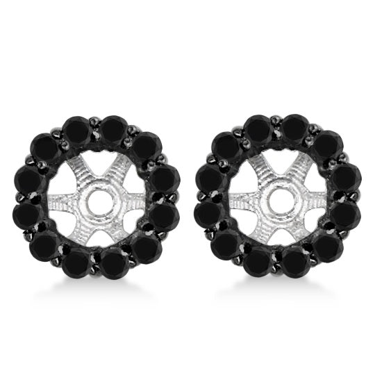 Round Cut Fancy Black Diamond Earring Jackets 14k White Gold (0.75ct)