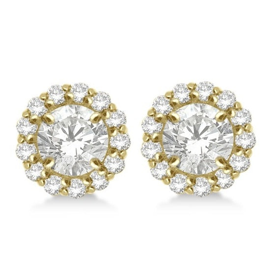 Round Diamond Earring Jackets for 4mm Studs 14K Yellow Gold (0.35ct)
