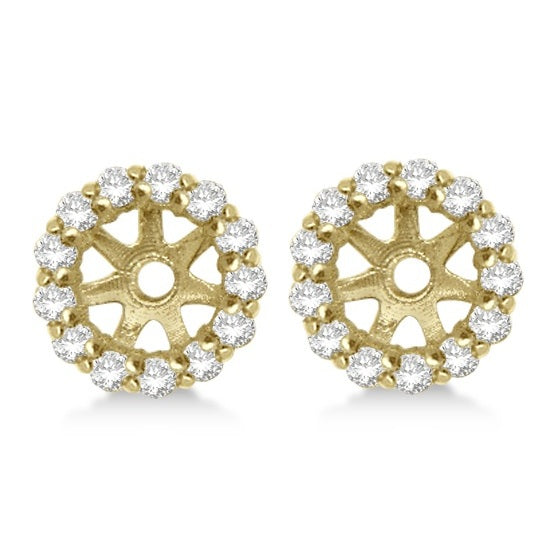 Round Diamond Earring Jackets for 9mm Studs 14K Yellow Gold (0.75ct)