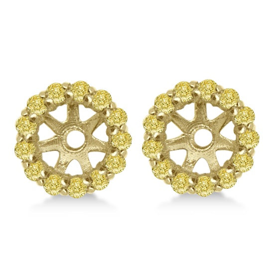 Round Yellow Diamond Earring Jackets for 9mm Studs 14K Y. Gold  (0.75ct)