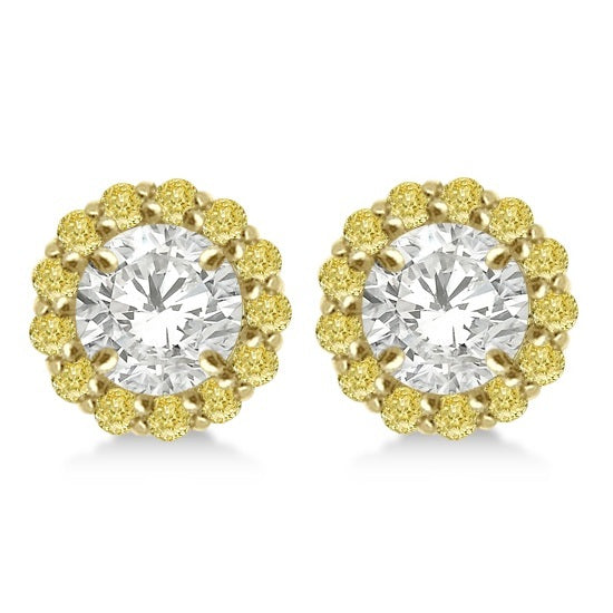 Round Yellow Diamond Earring Jackets for 9mm Studs 14K Y. Gold  (0.75ct)