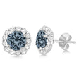 Halo Diamond Accented and Gray Spinel Earrings 14K White Gold (2.95ct)