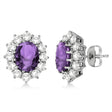 Oval Amethyst & Diamond Accented Earrings 14k White Gold (7.10ctw)