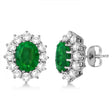 Oval Emerald and Diamond Earrings 14k White Gold (7.10ctw)