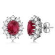 Oval Ruby and Diamond Earrings 14k White Gold (7.10ctw)