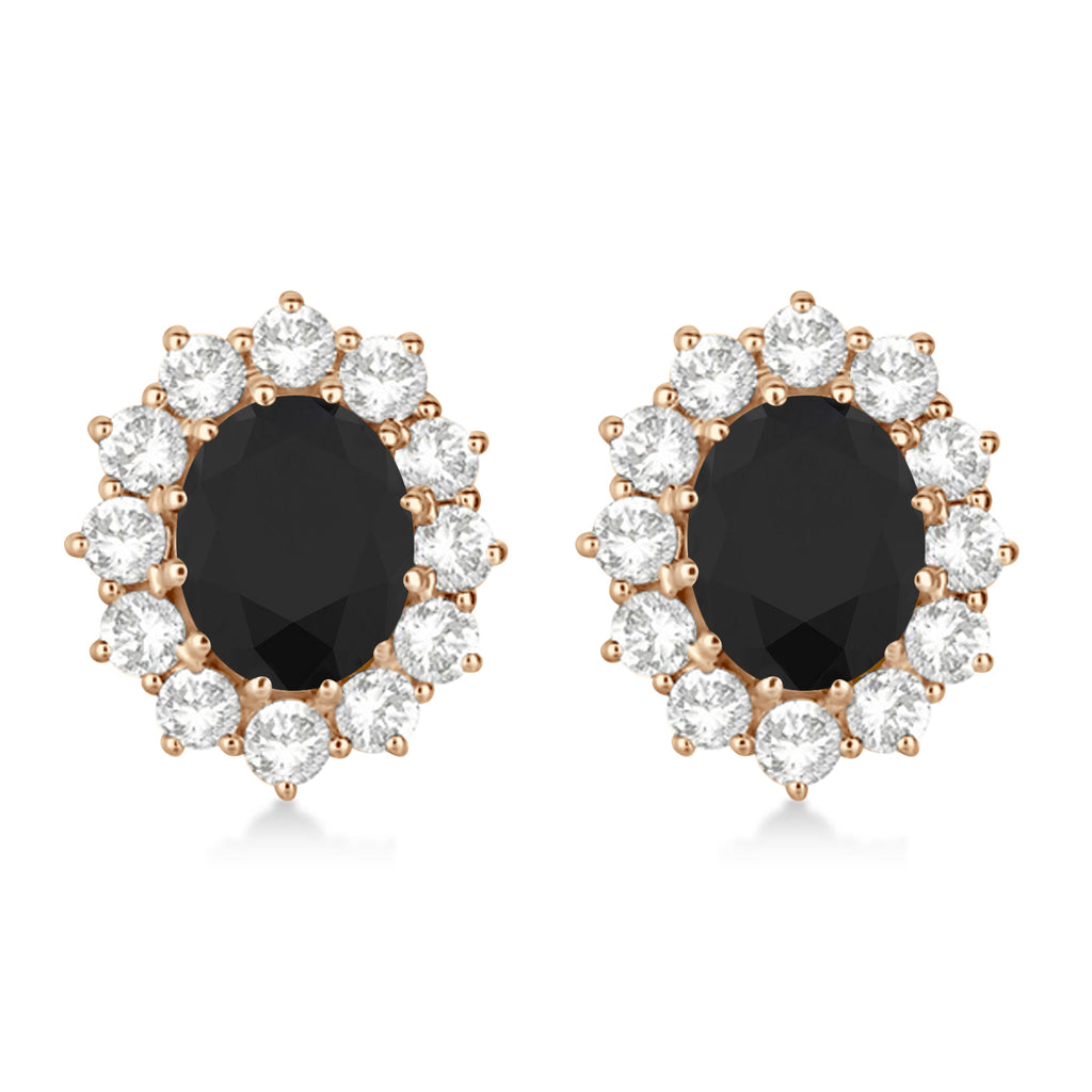 Oval Black and White Diamond Earrings 14k Rose Gold (5.55ctw)