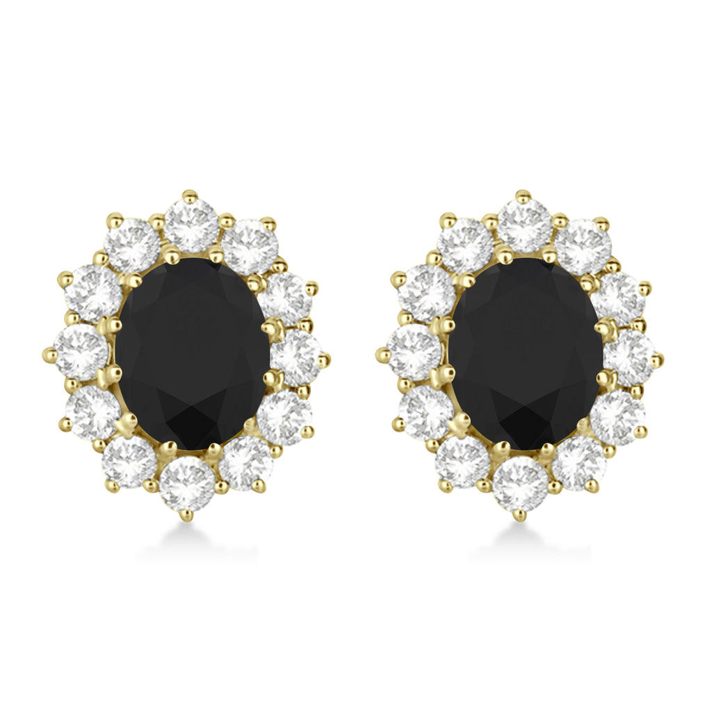 Oval Black and White Diamond Earrings 18k Yellow Gold (5.55ctw)