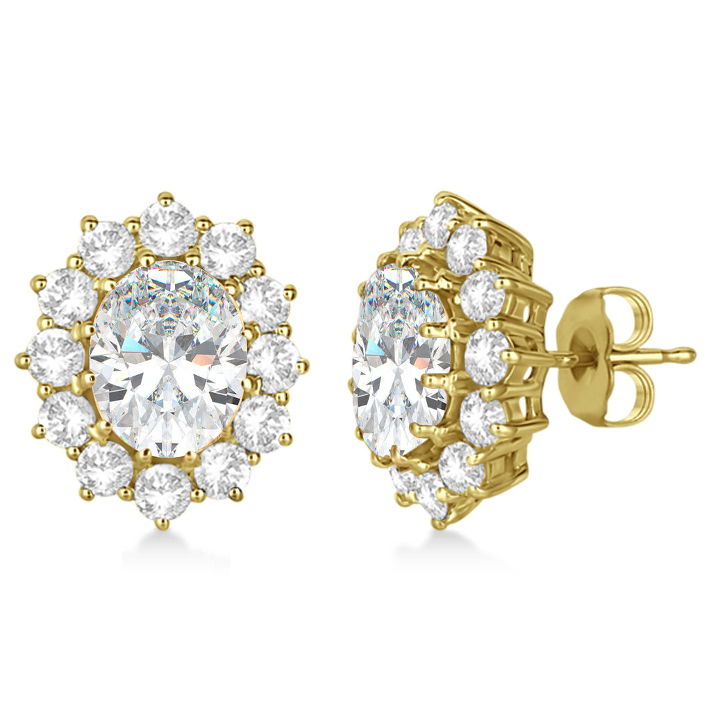 Oval Moissanite and Diamond Earrings 14k Yellow Gold (7.10ctw)