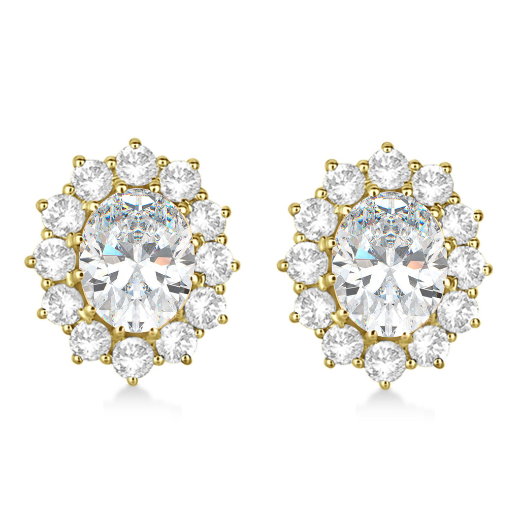 Oval Moissanite and Diamond Earrings 14k Yellow Gold (7.10ctw)