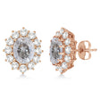 Oval Salt & Pepper and White Diamond Earrings 14k Rose Gold (5.55ctw)