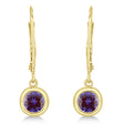 Leverback Dangling Drop Lab Alexandrite Earrings 14k Yellow Gold (0.50ct)