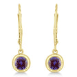 Leverback Dangling Drop Lab Alexandrite Earrings 14k Yellow Gold (1.00ct)