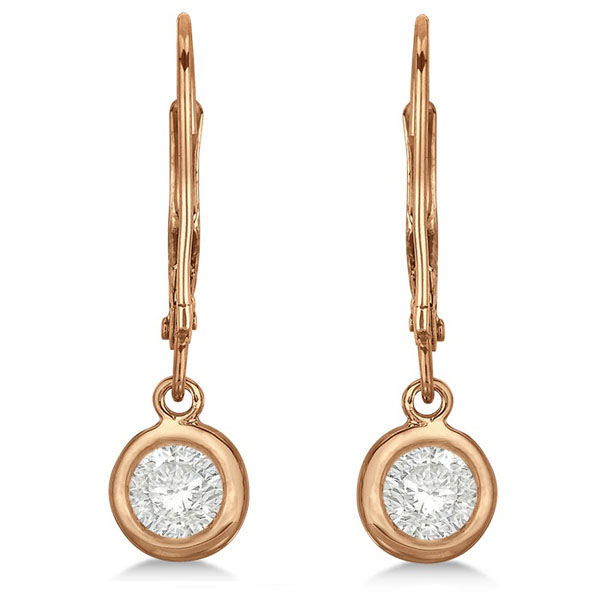 Leverback Dangling Drop Diamond Earrings 14k Rose Gold (0.50ct)