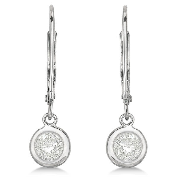 Leverback Dangling Drop Diamond Earrings 14k White Gold (0.50ct)