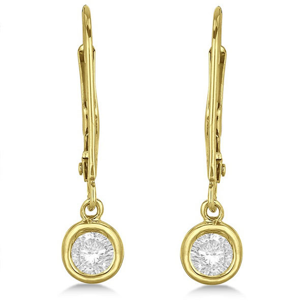Leverback Dangling Drop Diamond Earrings 14k Yellow Gold (0.40ct)