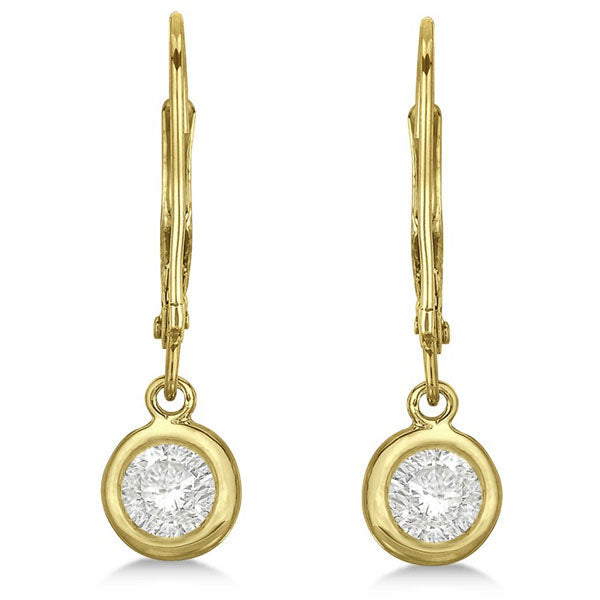 Leverback Dangling Drop Diamond Earrings 14k Yellow Gold (0.50ct)