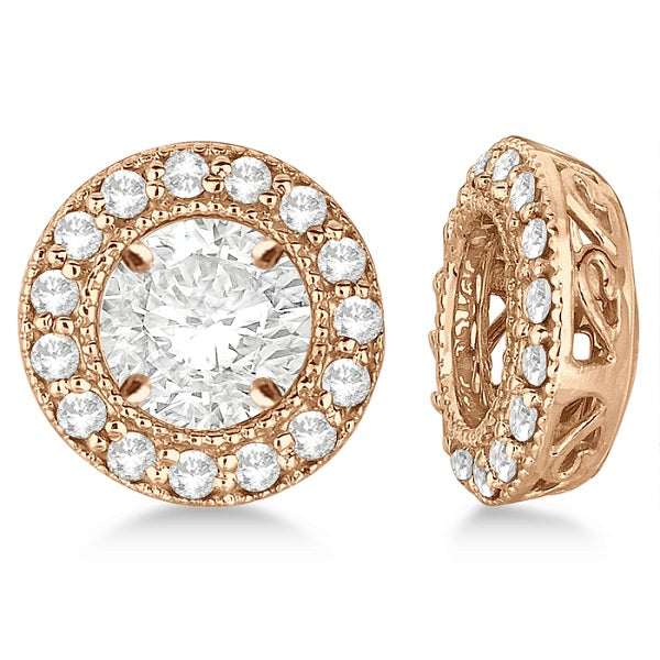 Vintage Round Cut Diamond Earring Jackets 14k Rose Gold (0.40ct)