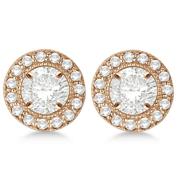 Vintage Round Cut Diamond Earring Jackets 14k Rose Gold (0.40ct)