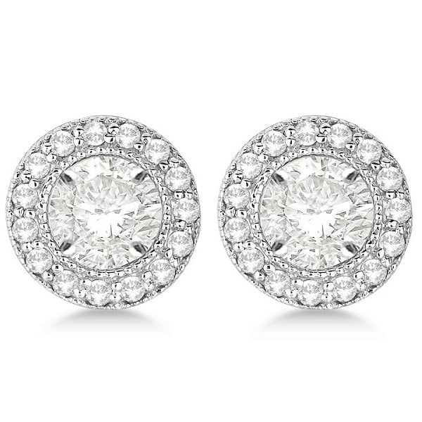 Vintage Round Cut Diamond Earring Jackets 14k White Gold (0.27ct)