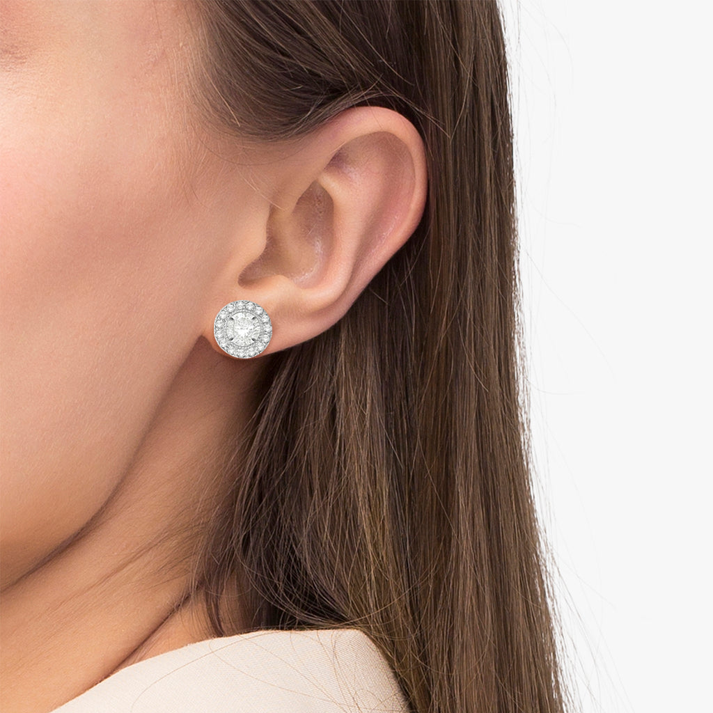 Vintage Round Cut Diamond Earring Jackets 14k White Gold (0.40ct)