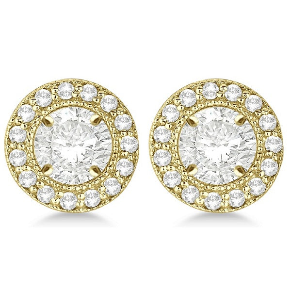 Vintage Round Cut Diamond Earring Jackets 14k Yellow Gold (0.22ct)