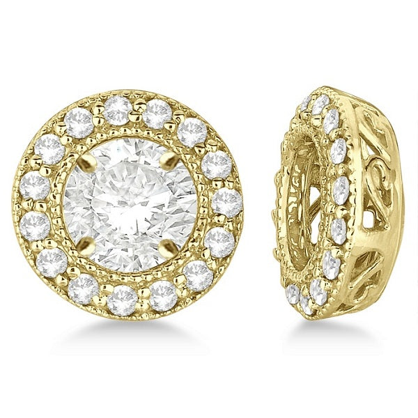 Vintage Round Cut Diamond Earring Jackets 14k Yellow Gold (0.27ct)