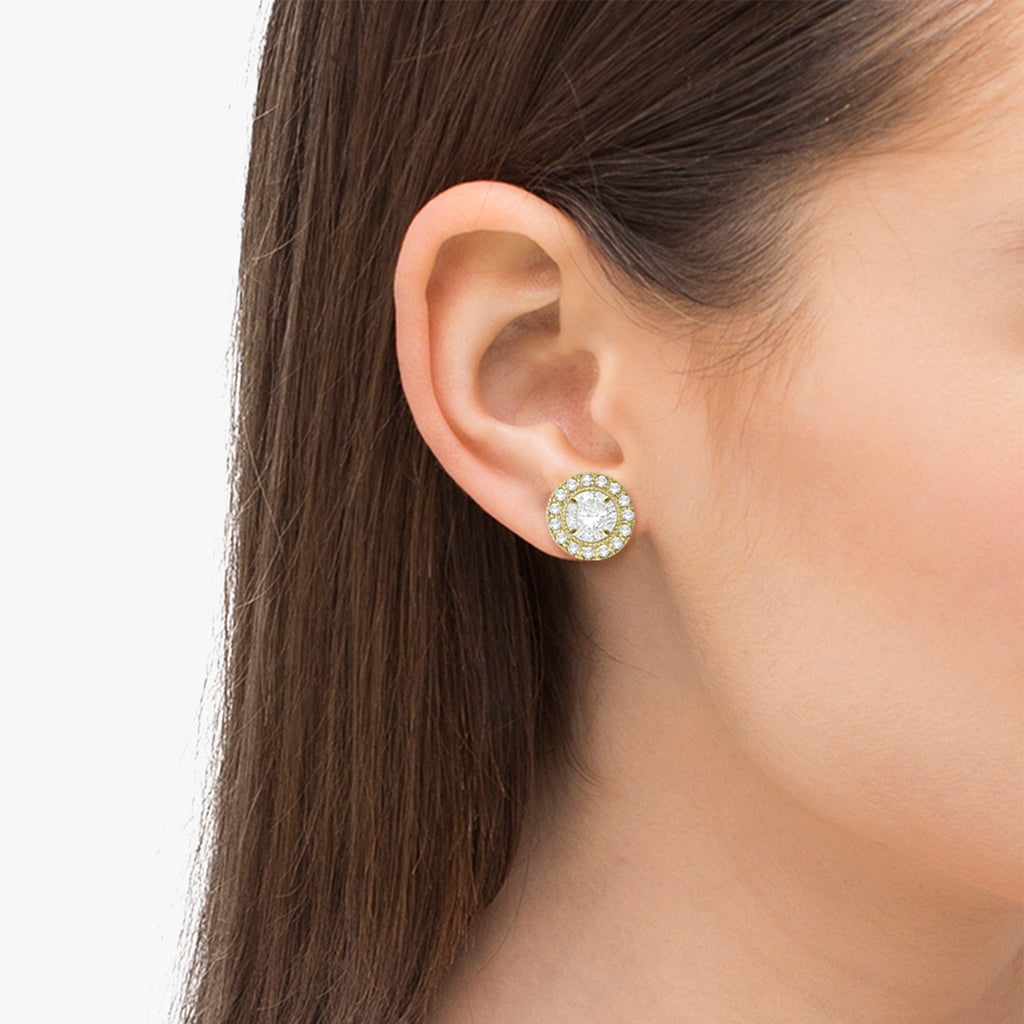 Vintage Round Cut Diamond Earring Jackets 14k Yellow Gold (0.40ct)
