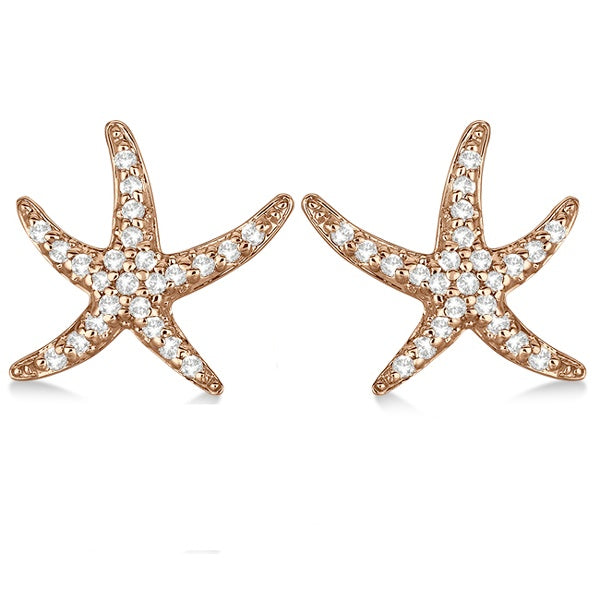 Diamond Starfish Earrings 14k Rose Gold (0.50ct)