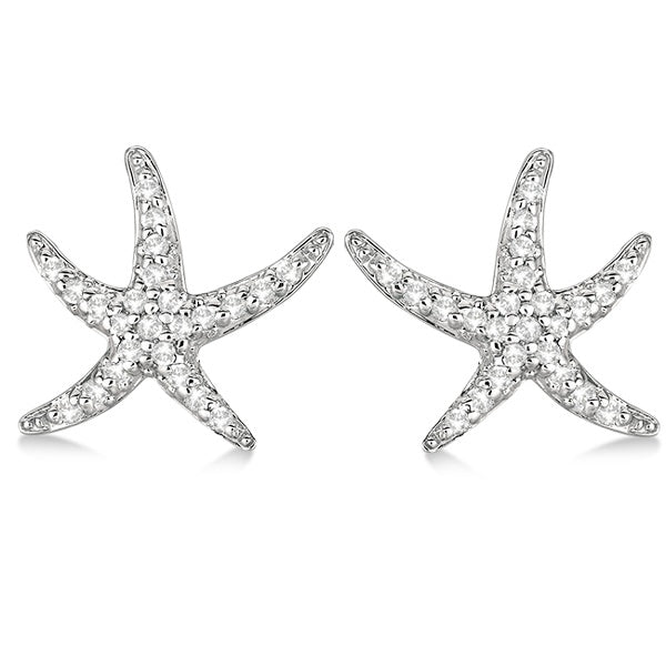 Diamond Starfish Earrings 14k White Gold (0.50ct)