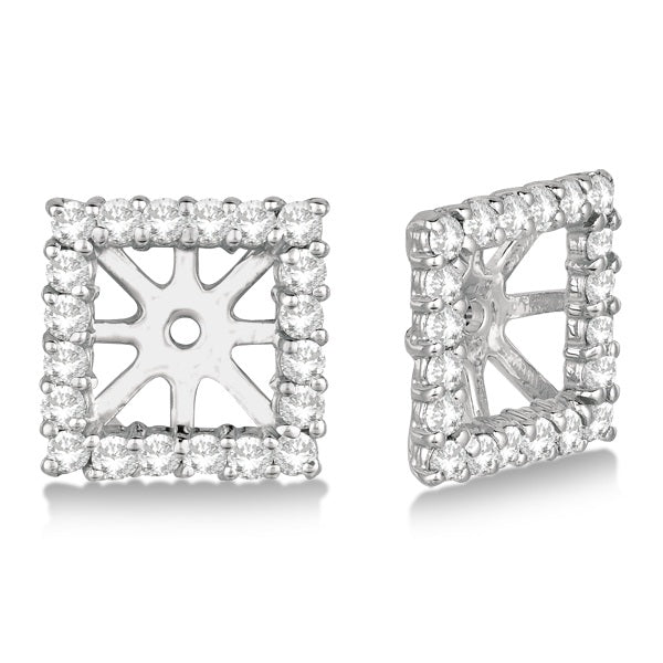 Square Diamond Earring Jackets Pave-Set 14k White Gold (0.46ct)