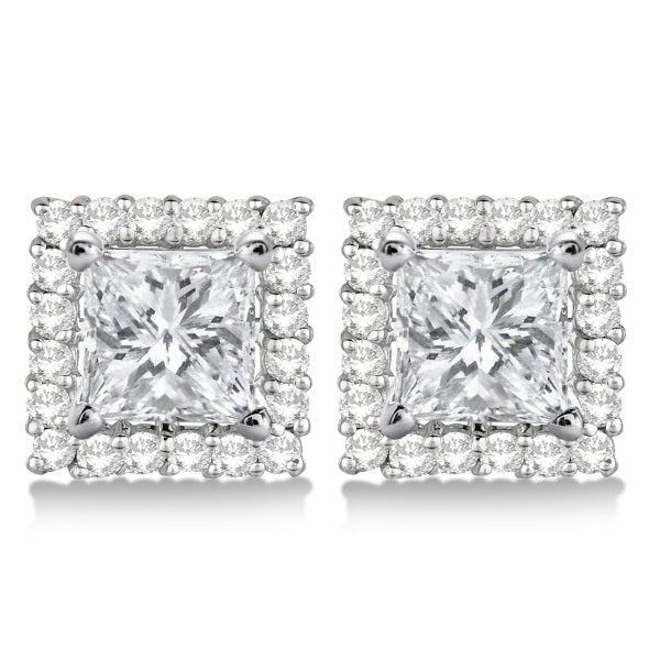 Pave-Set Square Diamond Earring Jackets 14k White Gold (0.55ct)
