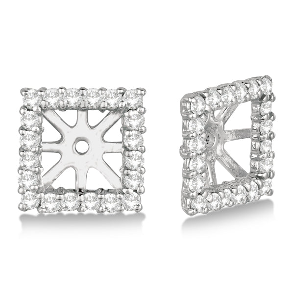 Square Diamond Earring Jackets Pave-Set 14k White Gold (1.01ct)