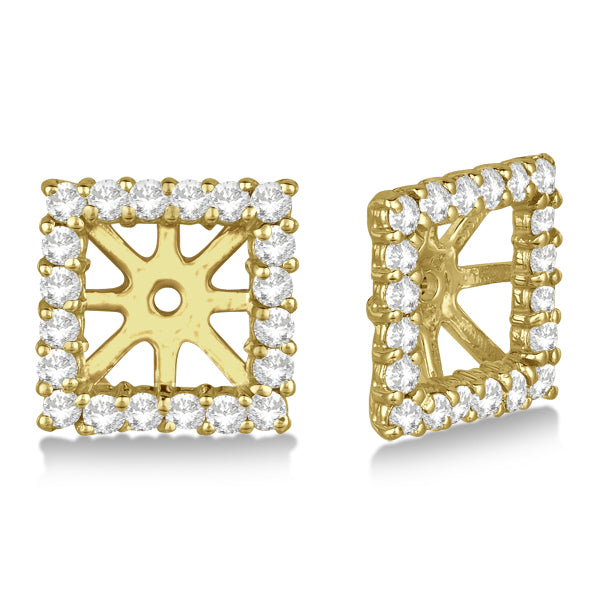Square Diamond Earring Jackets Pave-Set 14k Yellow Gold (1.01ct)