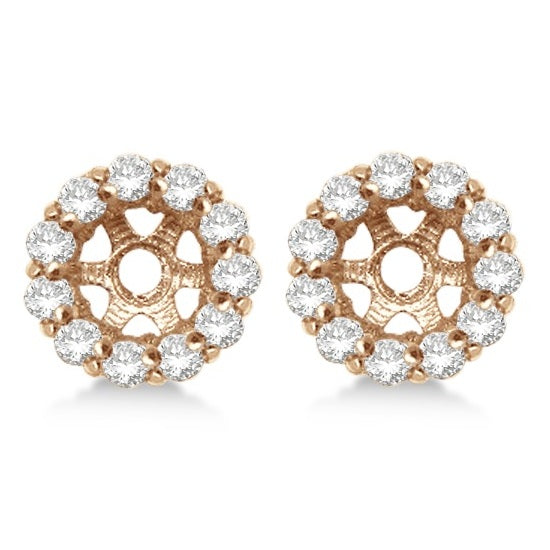 Round Diamond Earring Jackets for 4mm Studs 14K Rose Gold (0.64ct)