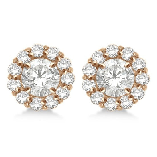 Round Diamond Earring Jackets for 4mm Studs 14K Rose Gold (0.64ct)