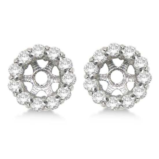 Round Diamond Earring Jackets for 5mm Studs 14K White Gold (0.77Ct)