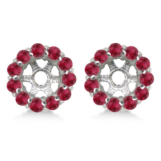 Round Ruby Earring Jackets for 8mm Studs 14K White Gold (1.44ct)
