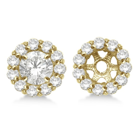 Round Diamond Earring Jackets for 4mm Studs 14K Yellow Gold (0.64ct)