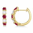 Prong Set Lab Ruby & Lab Diamond Hoop Earrings 14k White Gold (1.94ct)