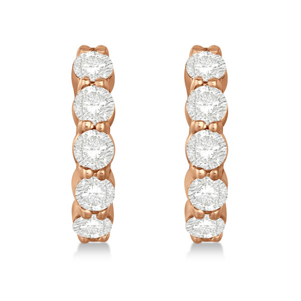 Hinged Hoop Diamond Huggie Style Earrings 14k Rose Gold (1.51ct)